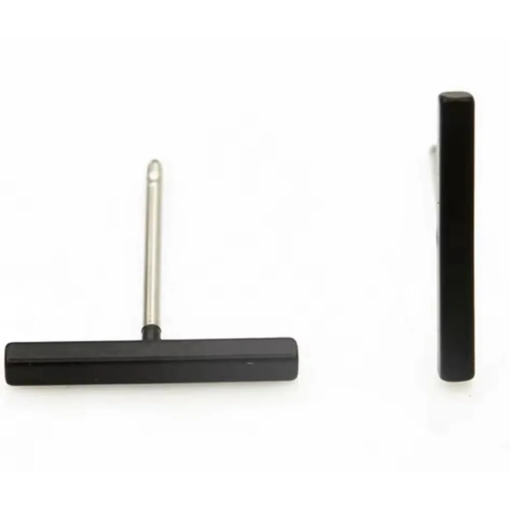 NEW Unisex Black Bar Staple‎ Stud Earrings, 1.2cm